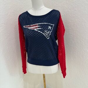 NFL Navy and Red Women's Sweatshirt